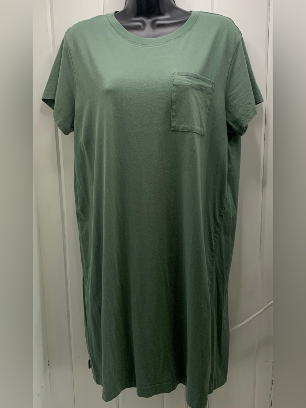 Pact Tee Dress Women’s Size L Dark Forest Softspun Organic Cotton Casual Pocket - Picture 2 of 11